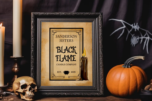 Halloween Vintage Sanderson Sisters Black Flame Candle Company Art Print, Vintage Halloween, Vintage Halloween Illustration