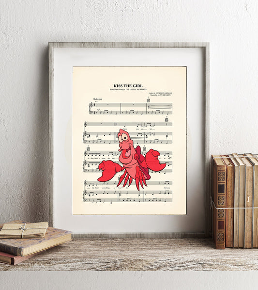 Little Mermaid Sebastian Kiss the Girl Sheet Music Art Print