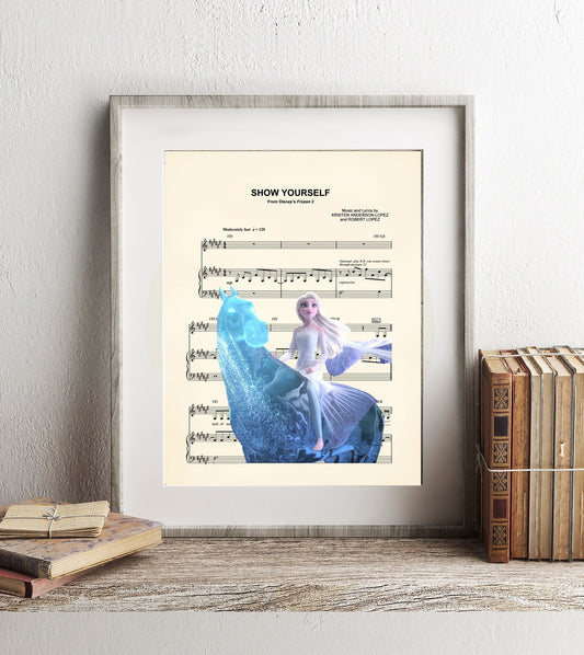 Elsa and Waterhorse Frozen 2, Elsa and Water Nokk, Show Yourself Frozen Sheet Music Wall Art — Disney Gift for Music Lovers