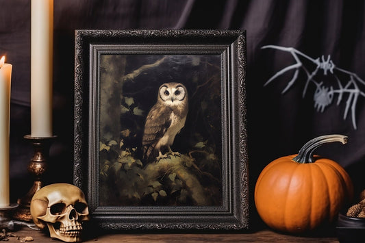 Halloween Owl On Tree Branch Vintage Dictionary Art Print