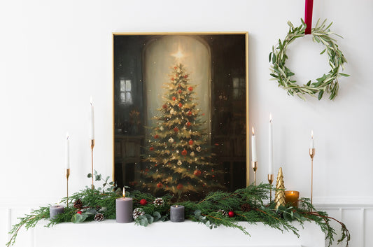 Vintage Christmas Tree Illustration Art Print, Vintage Christmas, Vintage Illustrations, Merry Christmas, Christmas Decor, Happy Christmas