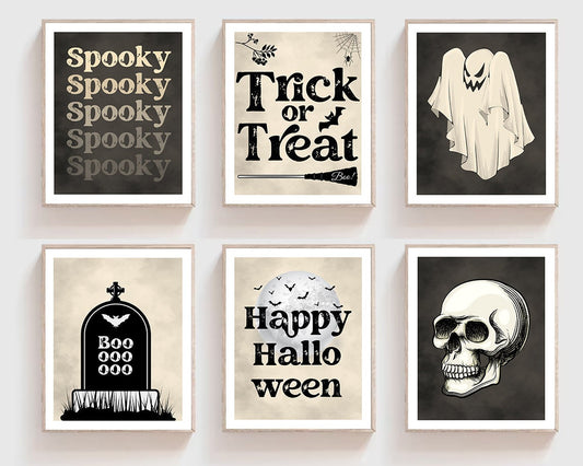 Halloween Wall Decor, Fall Decor, Halloween Boho Set of 6 Prints