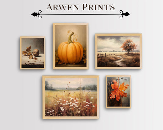 Halloween Wall Decor, Fall Decor, Halloween Boho Set of 5 Prints