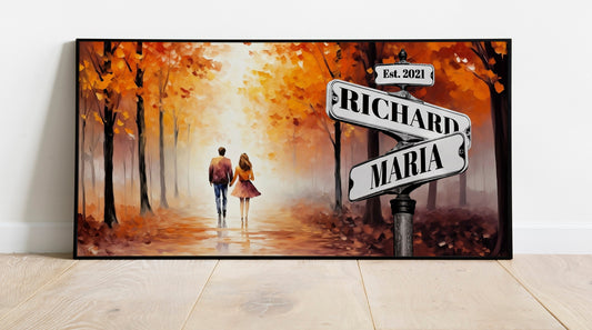 Custom Couple Names and Date Street Sign Canvas Art
