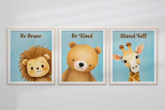 Animal Baby Nursery Art Print Set, Nursery Decor, Boho Art