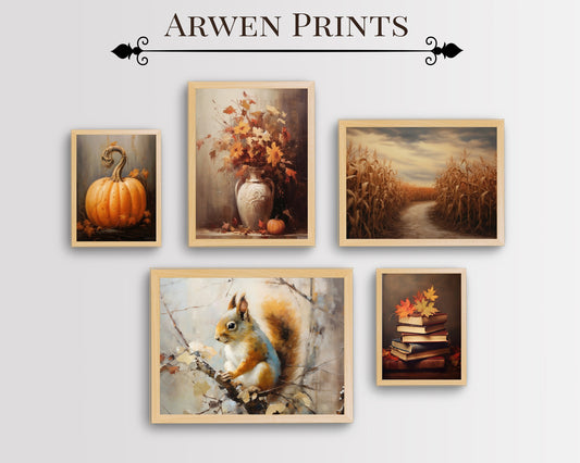 Halloween Wall Decor, Fall Decor, Halloween Boho Set of 5 Prints