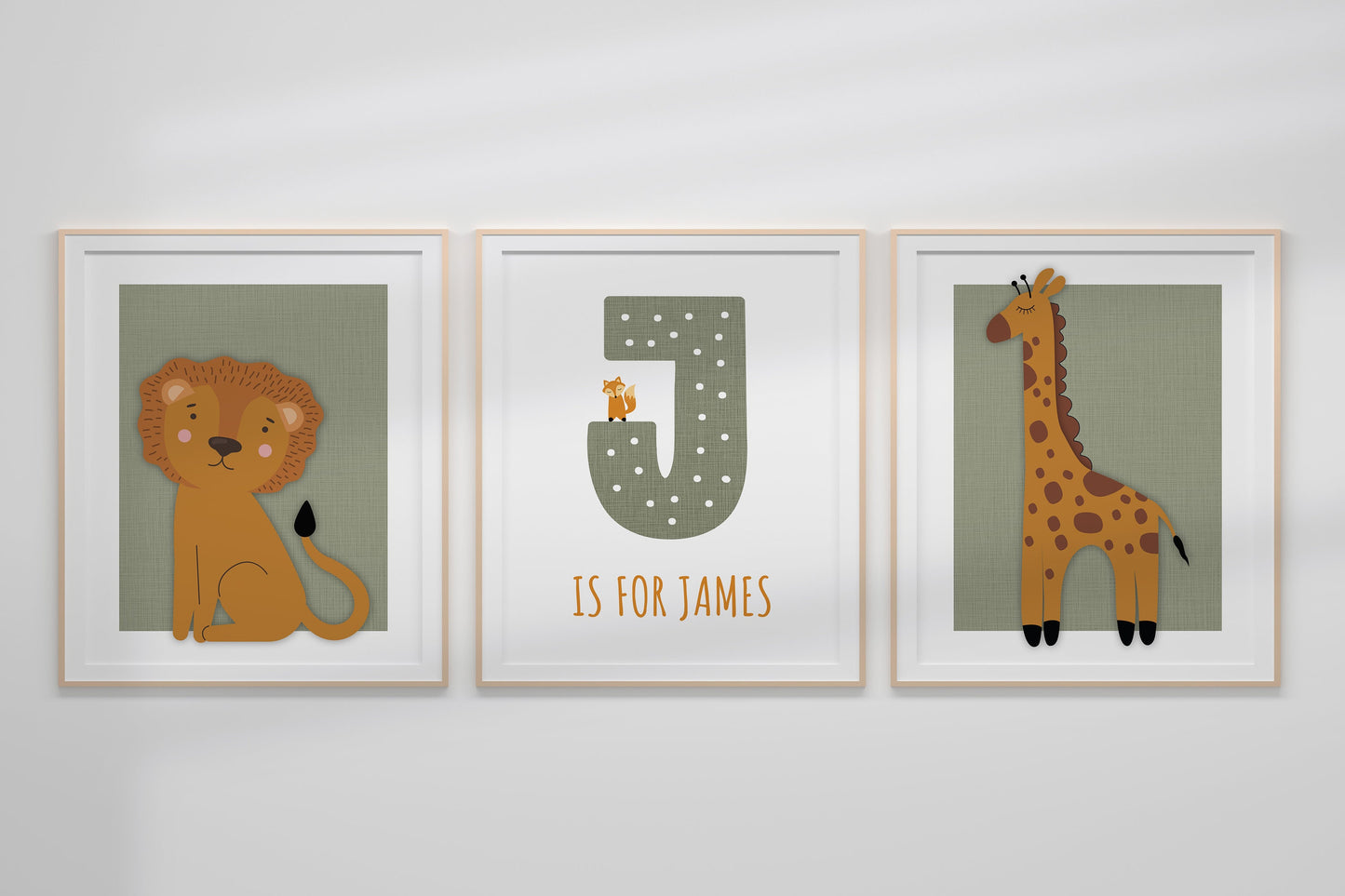 Customized Animal Baby Nursery Art Print Set, Nursery Decor, Boho Art