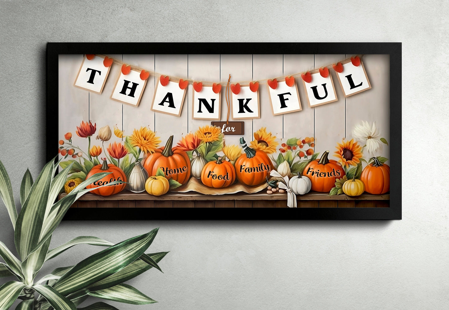 Thankful Thanksgiving Fall Canvas Art Wall Decor