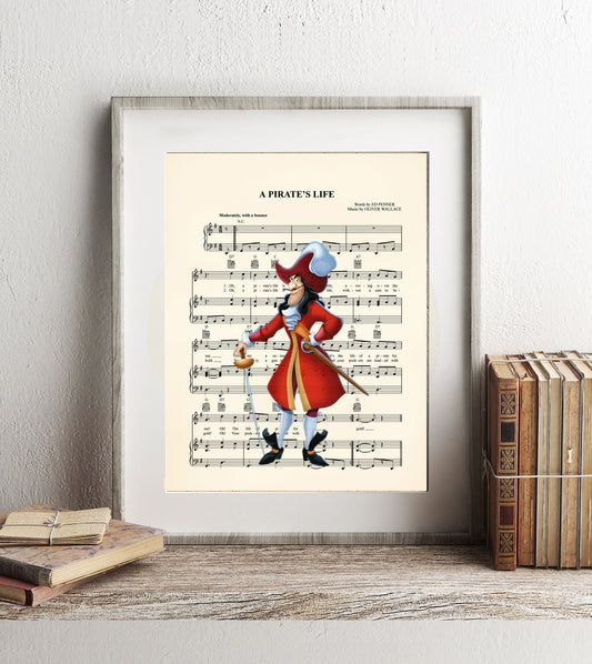 Peter Pan Captain Hook Sheet Music Art Print