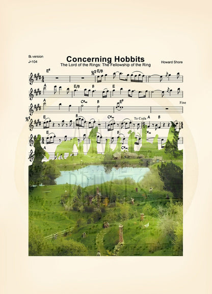 Lord of the Rings The Shire Concerning Hobbits Sheet Music Art Print