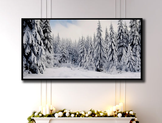Winter Art, Holiday Decor, Christmas Decor, Winter Forest Art, Bedroom Canvas, Snowy Forest