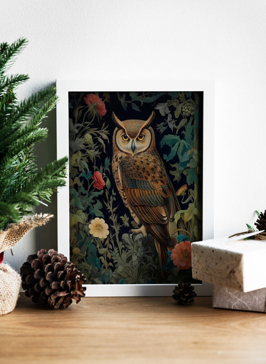 Owl Illustration Art Print, Owl Art, Owl Boho Art, Animal Art, Colorful Art, Boho, Christmas Owl