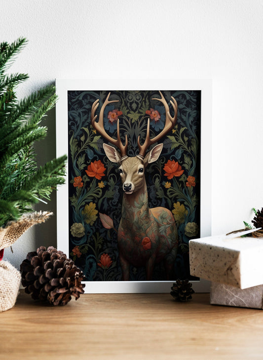 Deer Illustration Art Print, Deer Art, Deer Boho Art, Animal Art, Colorful Art, Boho, Christmas Deer