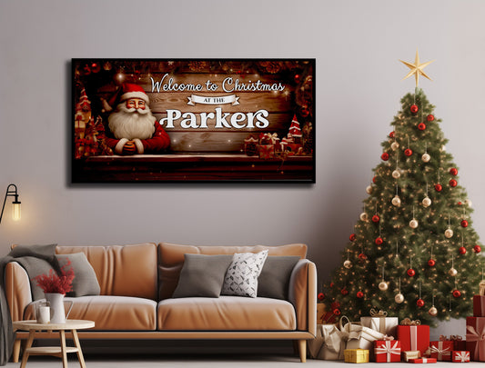 Custom Name Christmas Canvas Art Print, Custom Christmas Wall Decor, Christmas Wall Art