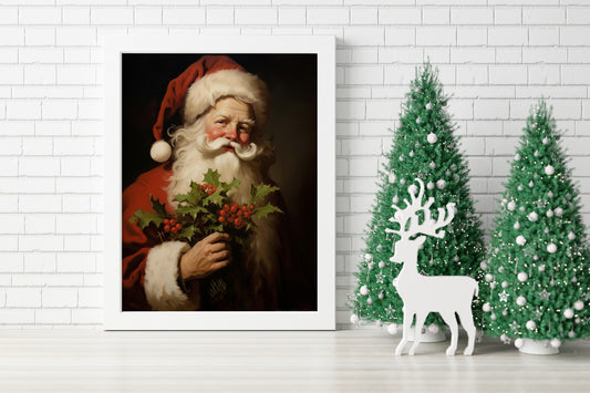 Christmas Vintage Santa Claus Art Print, Vintage Christmas, Classic Christmas, Christmas Santa, Vintage Santa, Santa Illustration