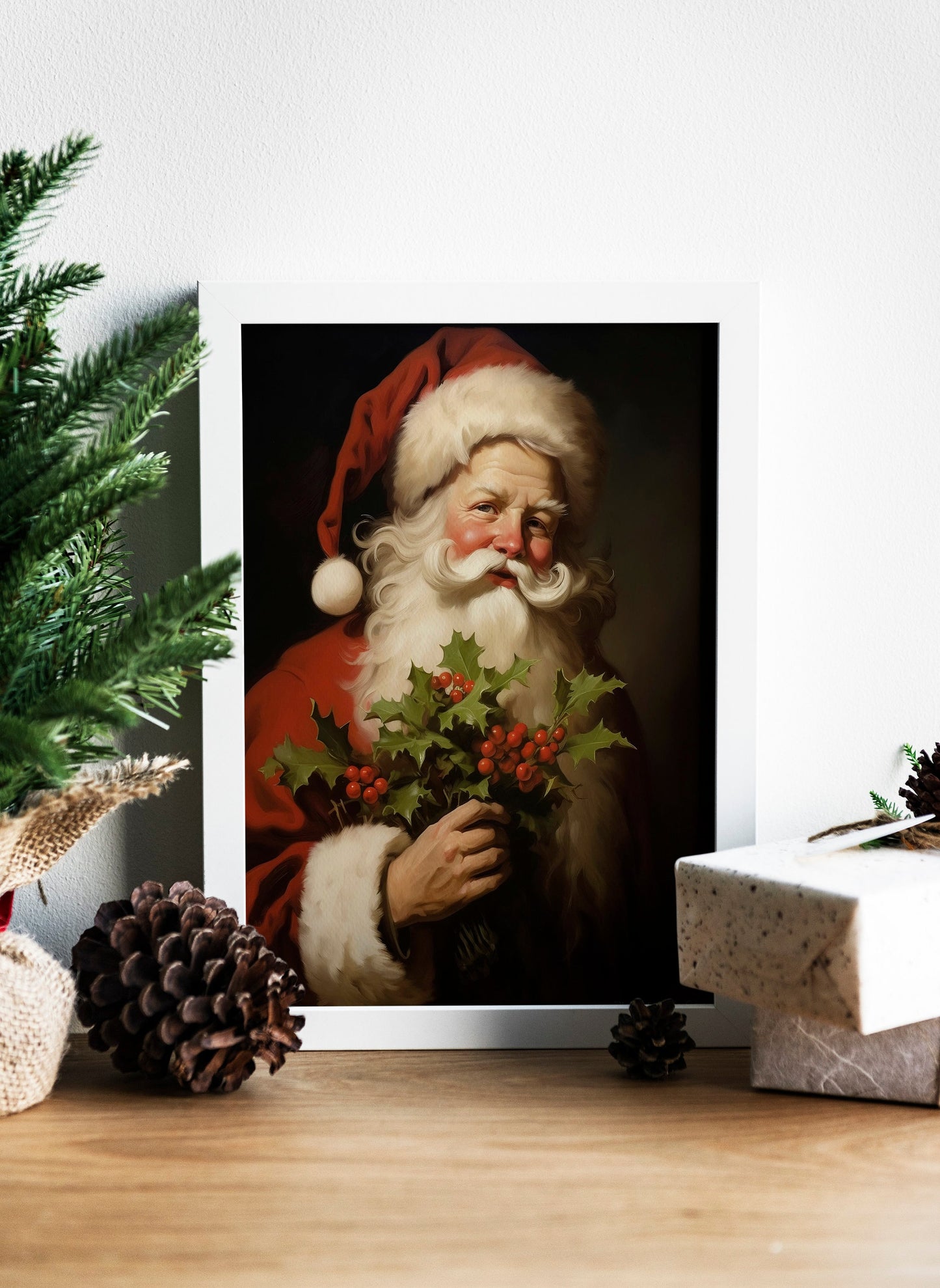 Christmas Vintage Santa Claus Art Print, Vintage Christmas, Classic Christmas, Christmas Santa, Vintage Santa, Santa Illustration