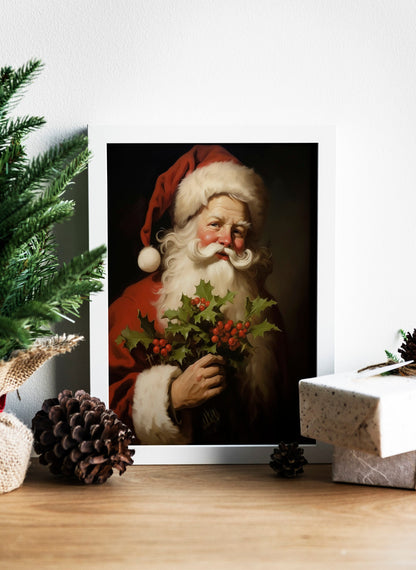 Christmas Vintage Santa Claus Art Print, Vintage Christmas, Classic Christmas, Christmas Santa, Vintage Santa, Santa Illustration