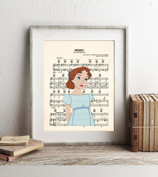 Peter Pan Wendy Darling Sheet Music Art Print