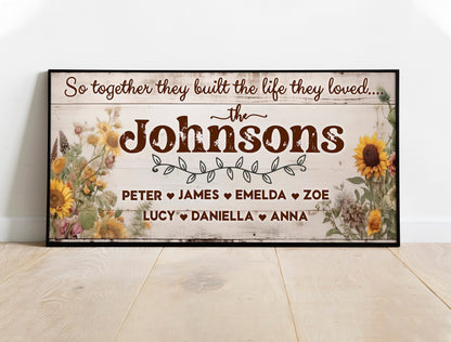 Together they built a life, Custom Family kids Canvas , Personalized Canvas Family, Kids Names Canvas,  New Home Gift, family decor