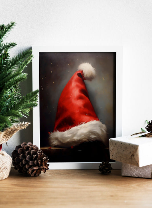 Christmas Vintage Santa Claus Hat Art Print, Vintage Christmas, Classic Christmas, Christmas Santa, Vintage Santa, Santa Illustration