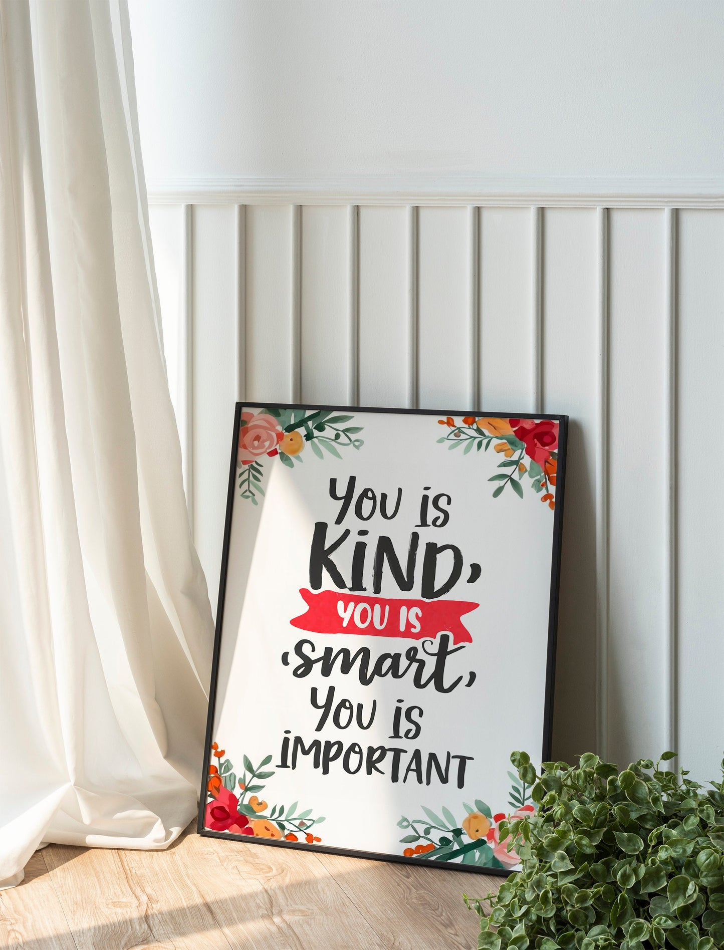 You Is Kind, You Is Smart, You Is Important Affirmations For Kids Rainbow Affirmations Print Inspirational Nursery Decor