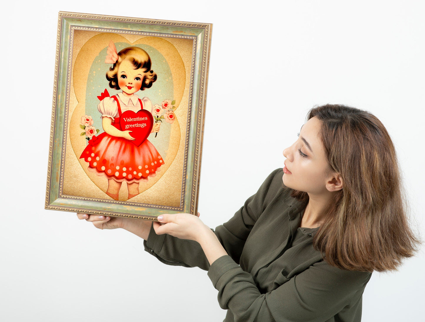 Vintage Girl Valentine’s Day Boho Art Print