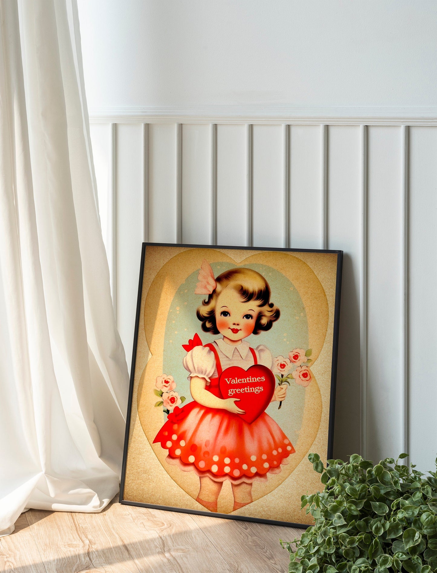 Vintage Girl Valentine’s Day Boho Art Print