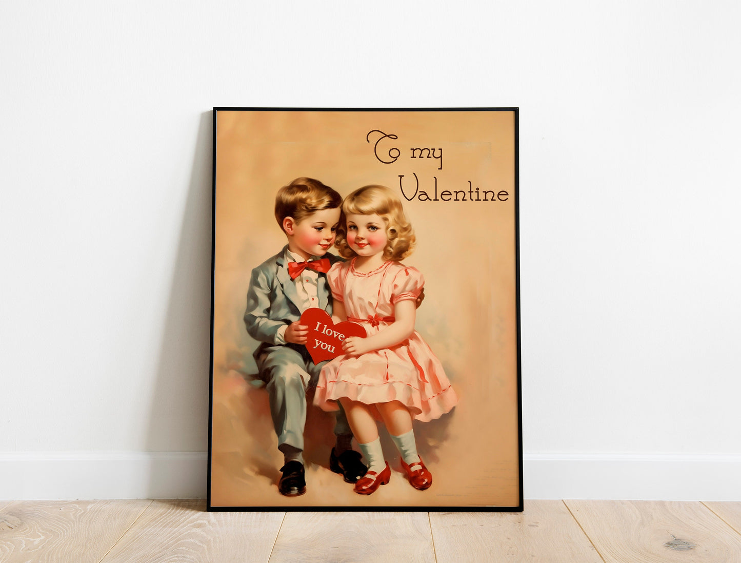 Vintage Boy and Girl Valentine’s Day Boho Art Print