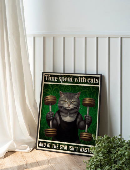 Funny Workout Cat Print, Funny Wall Art, Decor, Wall Art, Funny Cat, Cat Lovers, Gym, Gym Wall Decor