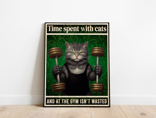 Funny Workout Cat Print, Funny Wall Art, Decor, Wall Art, Funny Cat, Cat Lovers, Gym, Gym Wall Decor