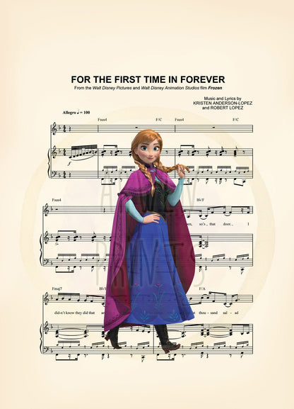 Frozen Anna For the First Time In Forever Sheet Music Art Print