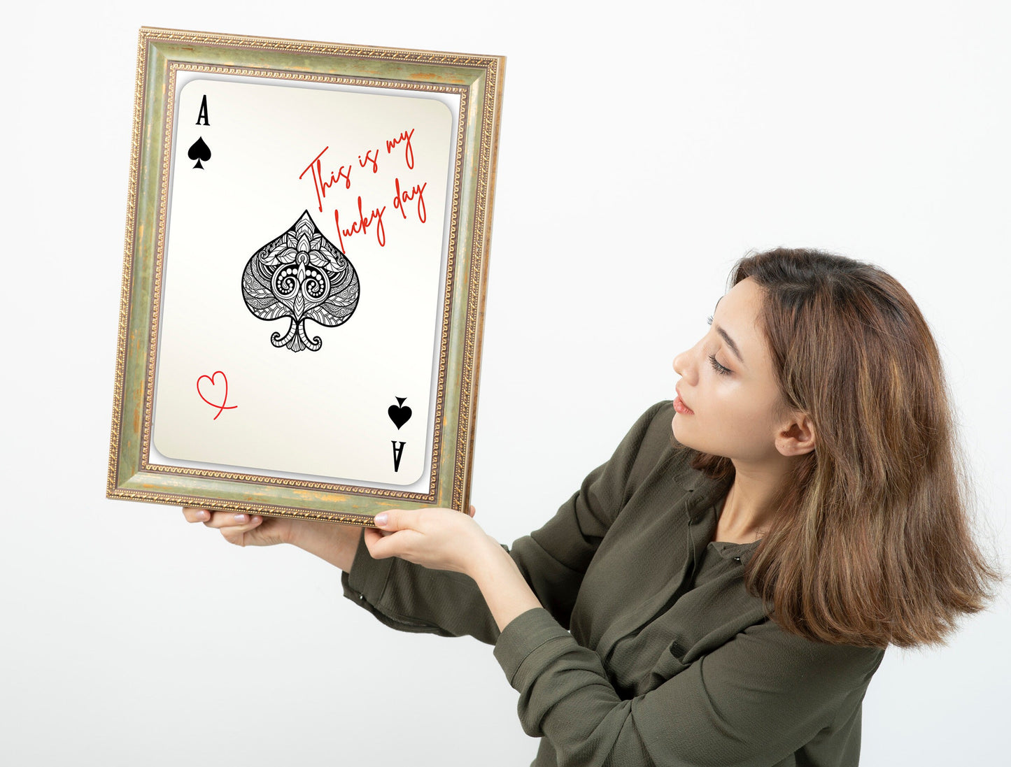 Retro Trendy This Is My Lucky Day Ace Of Spades Art Print Funky Wall Art Ace of Hearts Print Playing Card Poster Modern Home Gallery Wall