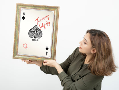 Retro Trendy This Is My Lucky Day Ace Of Spades Art Print Funky Wall Art Ace of Hearts Print Playing Card Poster Modern Home Gallery Wall