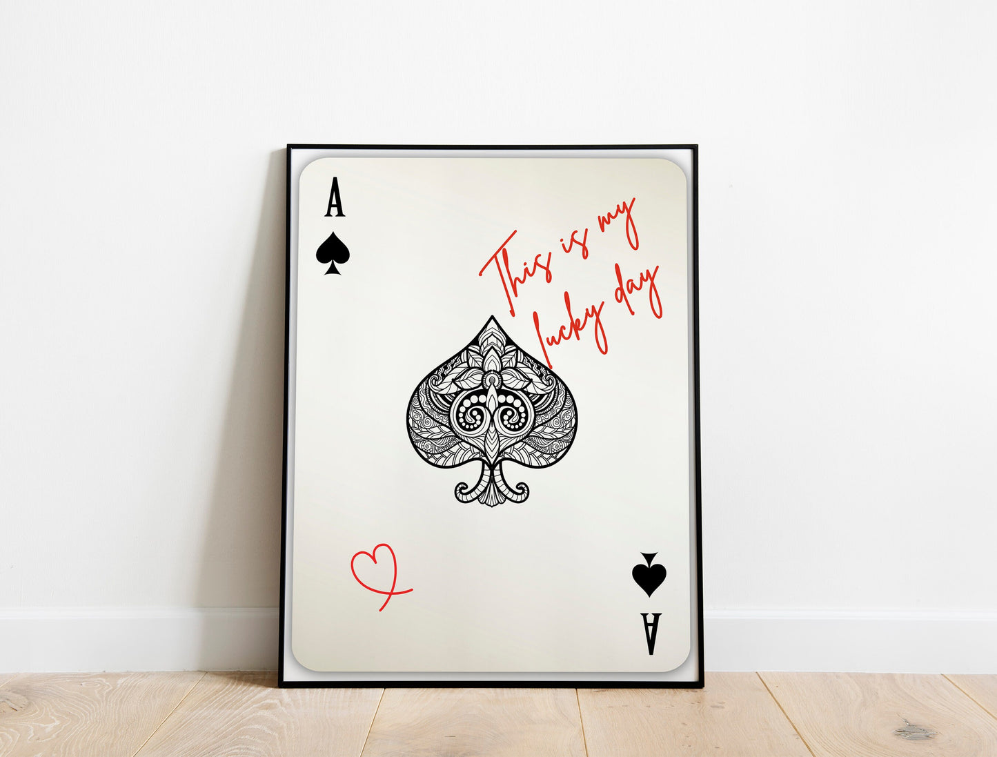 Retro Trendy This Is My Lucky Day Ace Of Spades Art Print Funky Wall Art Ace of Hearts Print Playing Card Poster Modern Home Gallery Wall