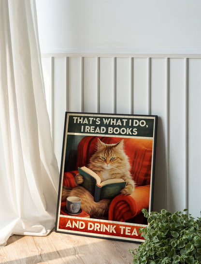 Funny Cat Print, Book Nerd, Funny Wall Art, Decor, Wall Art, Funny Cat, Cat Lovers