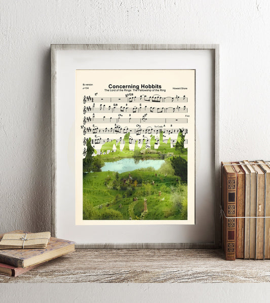 Lord of the Rings The Shire Concerning Hobbits Sheet Music Art Print