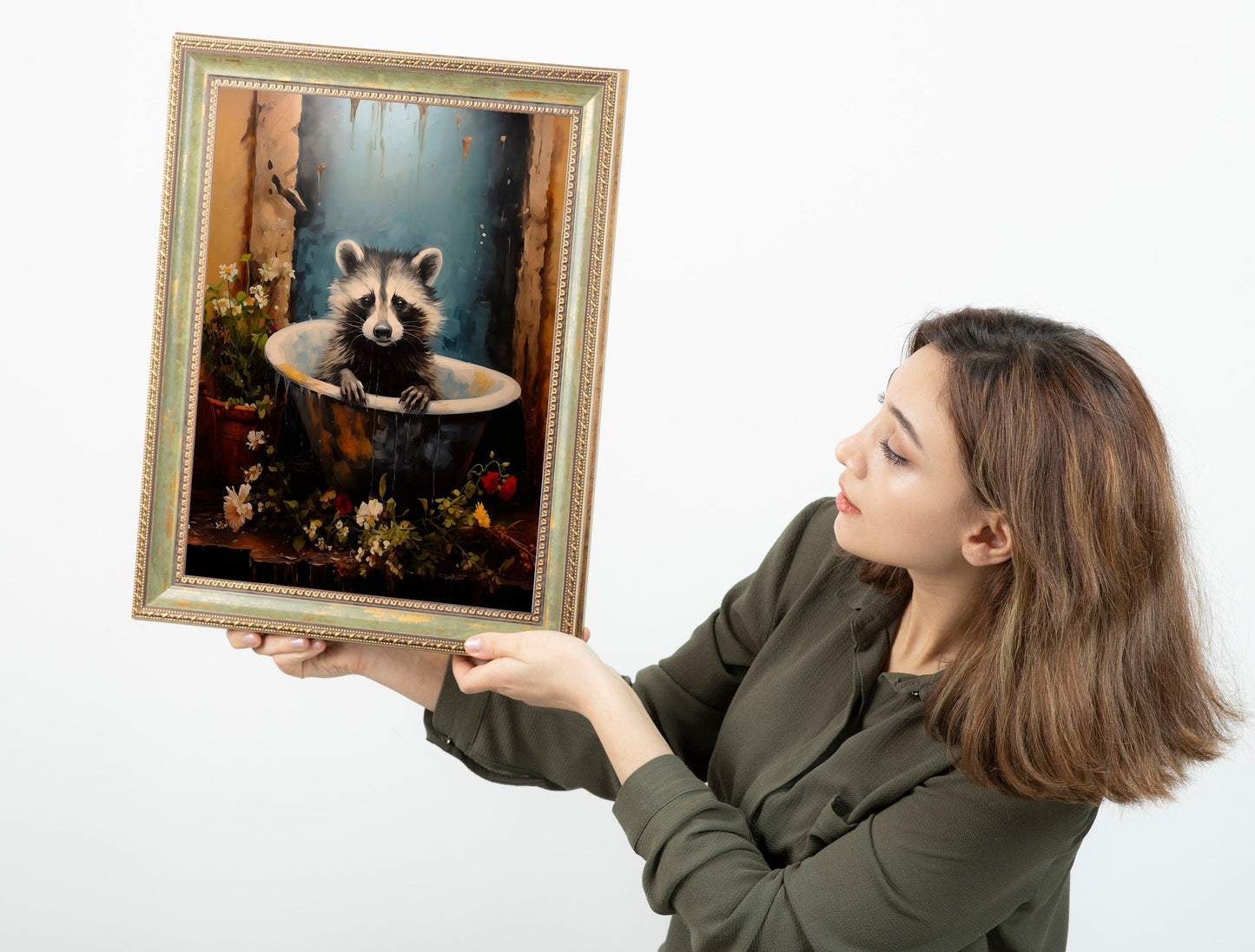 Raccoon Illustration Art Print, Raccoon Art, Raccoon Boho Art, Animal Art, Colorful Art, Boho