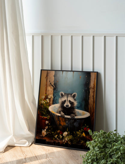 Raccoon Illustration Art Print, Raccoon Art, Raccoon Boho Art, Animal Art, Colorful Art, Boho