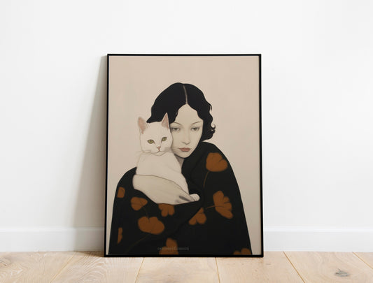 Cat Lover Art Print Cat Print Poster Cat Illustration Art Print Cute Cat Print Printable Wall Art and Kitty Cuddles Print