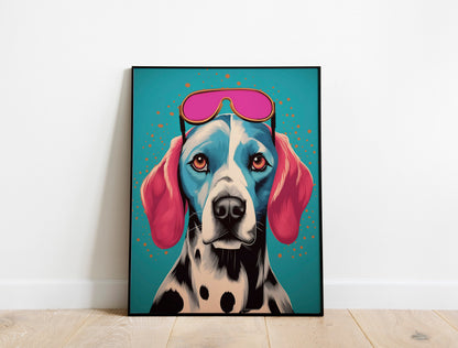 Colorful Dog With Sunnies Boho Art Print