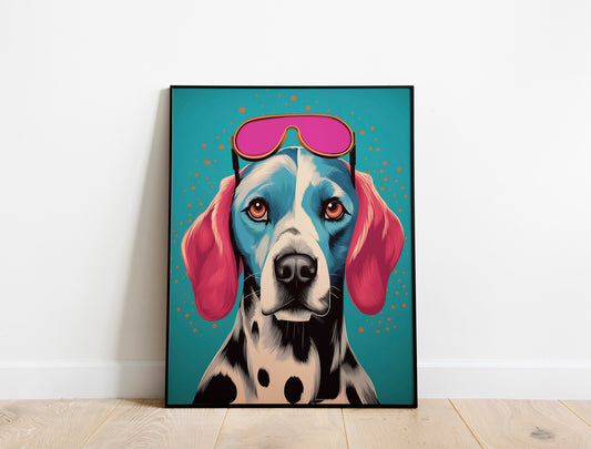Colorful Dog With Sunnies Boho Art Print