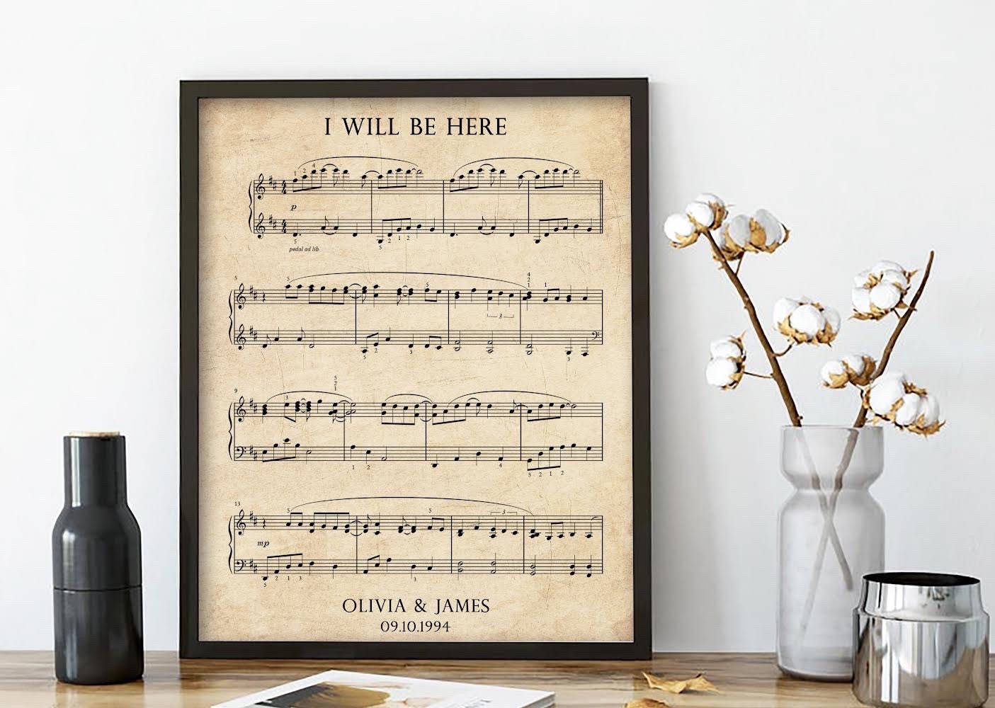 Song Lyric Print, Lyric Wall Art, Wedding Anniversary, Actual Sheet Music Art Print