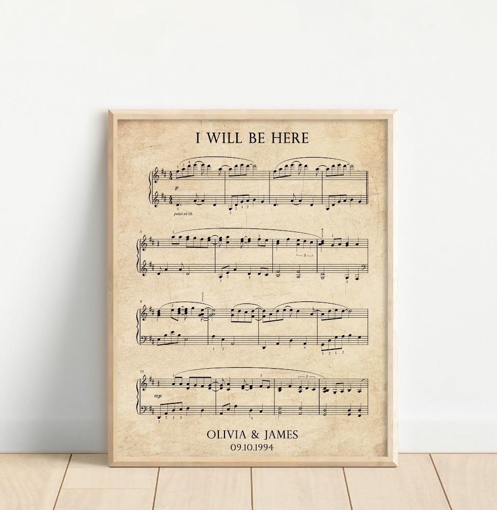 Song Lyric Print, Lyric Wall Art, Wedding Anniversary, Actual Sheet Music Art Print
