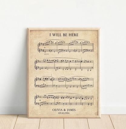 Song Lyric Print, Lyric Wall Art, Wedding Anniversary, Actual Sheet Music Art Print