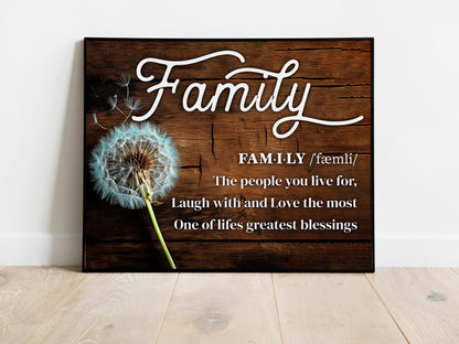 Family Definition Canvas, Modern Wall Decor Art Print, Living Room Home Sign