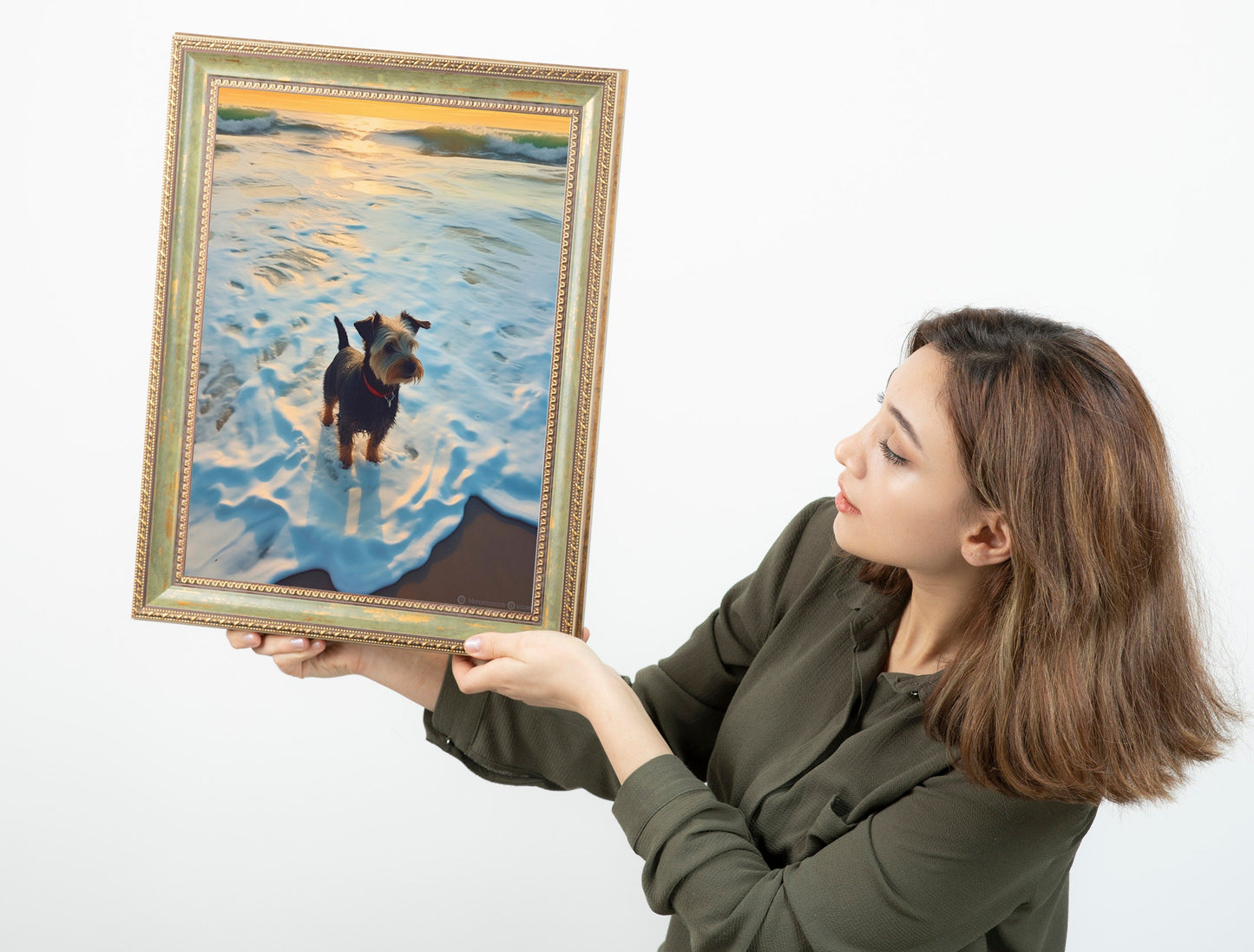 Dog On Beach Boho Art Print