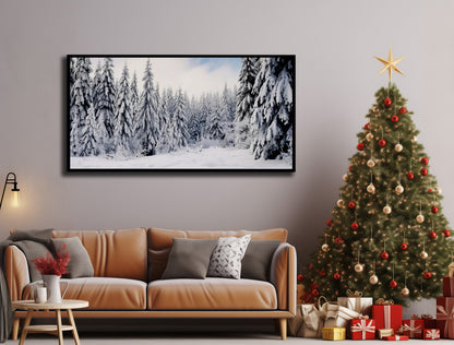 Winter Art, Holiday Decor, Christmas Decor, Winter Forest Art, Bedroom Canvas, Snowy Forest