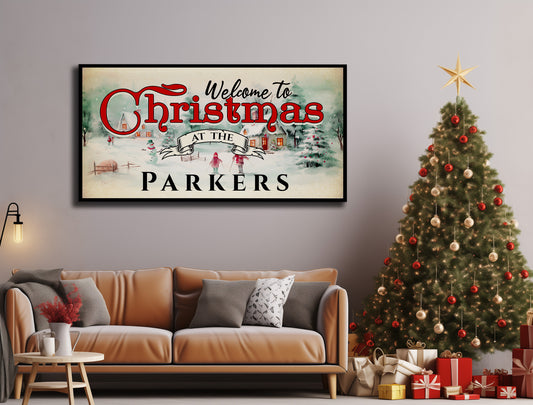 Custom Name Christmas Canvas Art Print, Custom Christmas Wall Decor, Christmas Wall Art