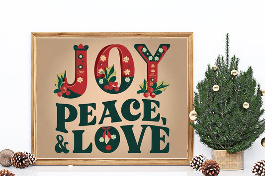 Joy, Peace And Love Christmas Art Print