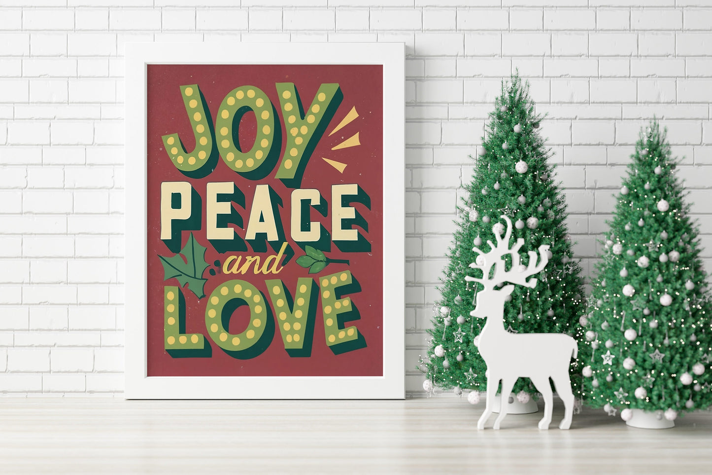 Joy, Peace And Love Christmas Art Print
